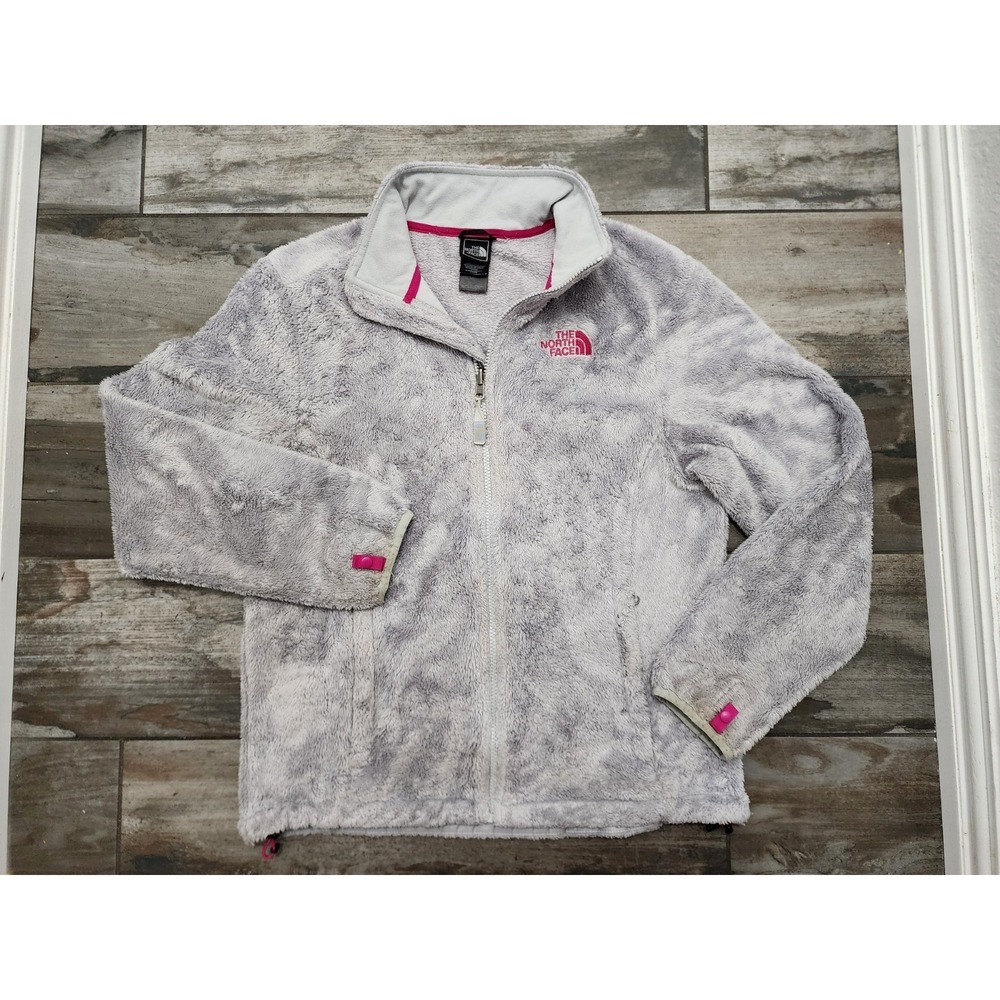 THE NORTH FACE Jacket Womens Small  Fleece Osito Full Zip Gray Pink Ribbon CZ24